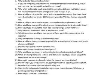 Module 1 recall questions for OCR A level Biology