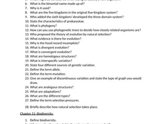 OCR A level biology- Biodiversity, evolution and disease
