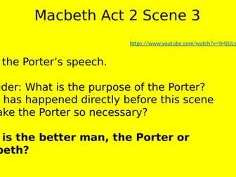 Macbeth Act 2 Scene 3 The Porter and focus on verse/prose