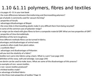Polymers, fibers and textiles 1.10 &1.11