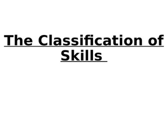 GCSE PP Classification of Skills