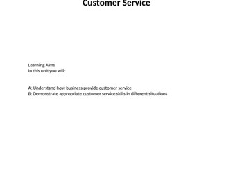 Btec First Award in Business - Unit 5 Customer Service Workbook