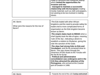 African kingdoms: Benin Revision Cards