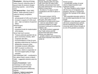 Labour and Conservative government's 1964-79: essay plans