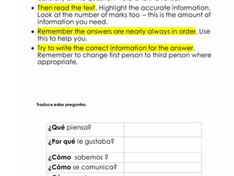 How to answer Q2 Spanish Edexcel GSCE Reading exam