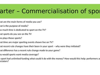 GCSE - Socio-cultural Influences - Commercialisation