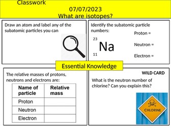 AQA Atomic Structure - isotopes lessons