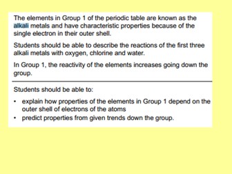 AQA Atomic Structure Group 1 alkali metals
