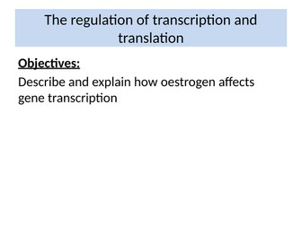 Oestrogen and regulation of transcription