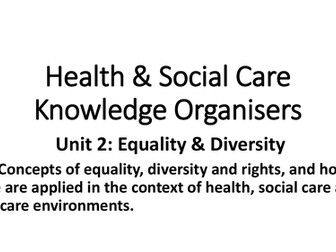 NCFE BUNDLE CA1 - 8  LEVEL 2 HEALTH AND SOCIAL CARE KNOWLEDGE ORGANISER