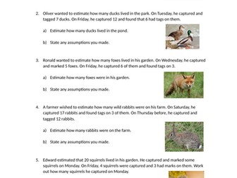 Capture Recapture Lesson and Task (Differentiated)