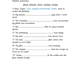Relative Clauses, with relative pronouns - KS2