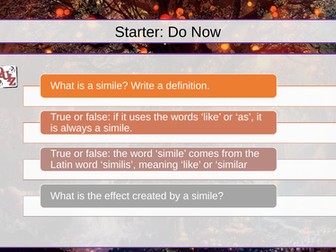 Crafting Similes Lesson (Fantasy Writing)