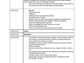 Back to school timetable