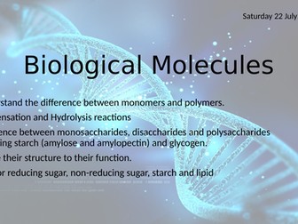 AQA A level Biology Topic 1 Biological Molecules Complete Revision