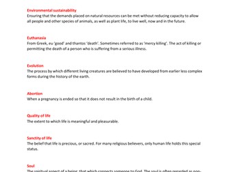 GCSE RS Keywords and definitions