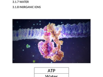AQA A LEVEL BIOLOGY TOPIC 1 CLASS WORK BOOK ATP WATER IONS