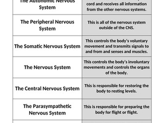 BioPsych - The nervous system - cut and stick activity