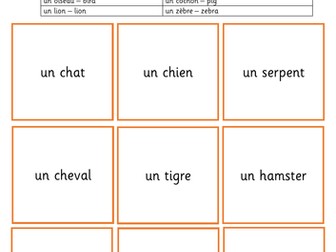 Les animaux Card Sort
