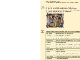 History - AQA GCSE - Medieval Medicine.