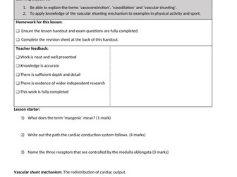 Cardiovascular system A-level PE - 8 lessons with handouts, PowerPoints and exam questions