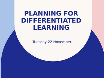 Planning for Differentiated Learning