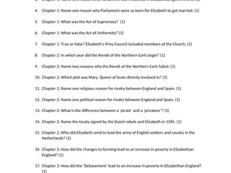 Edexcel Elizabeth Chapter 3 Revision and Knowledge Test