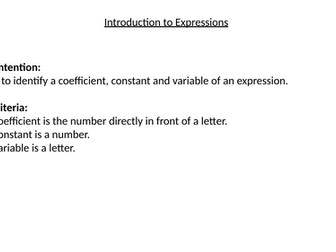 Introduction to Algebraic Expressions