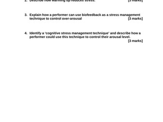 AQA A Level PE - Psychology Stress Management