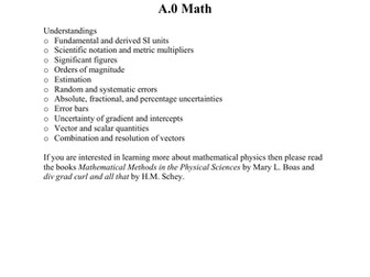 IB Physics Topic A.0 Math