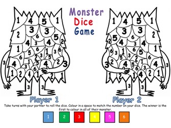 Number recognition Activity related to Colour Monster