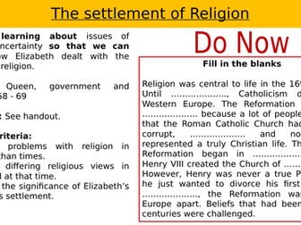 The settlement of religion