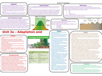 AS Environmental science adaptation and succession knowledge organiser