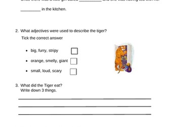 The Tiger Who Came to Tea- Comprehension