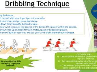 Handball - Dribbling Technique Card