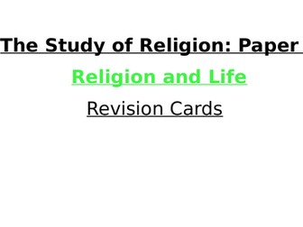 AQA Religious Studies Revision Cards - Religion and Life