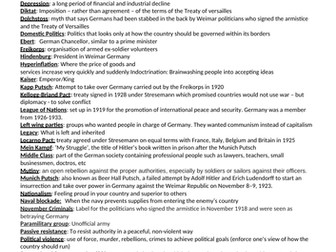 Weimar Germany key words