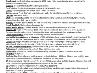 Nazi Germany Key words