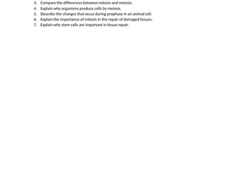 Chapters 5 (Cell Cycle) CIE Past Paper Questions