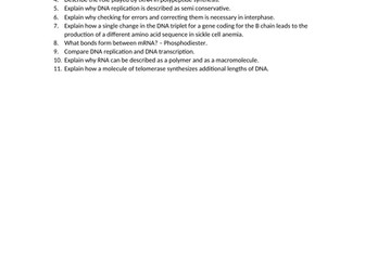 Chapters 6 (Nucleic Acids and Protein Synthesis) CIE Past Paper Questions