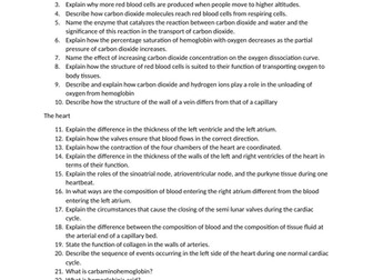 Chapters 8 (Transport in Mammals) CIE Past Paper Questions