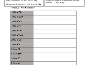 KS3 Maths: Calculating Percentages: Calculator and Non Calculator