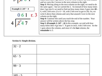 KS3 Maths: Long division worksheet
