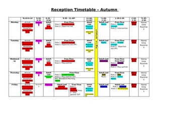 Example Reception ~Timetable