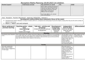 Autumn Maths Reception Planning EYFS  Week 3