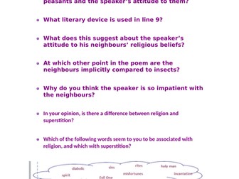 Worksheet for Night of the Scorpion Poem