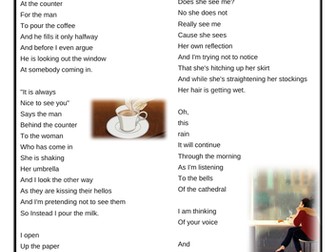 Tom's Diner Poetry reading comprehension KS2 KS3 Year 5 6 7 SATs style