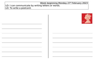 Writing a postcard (Penguin on Holiday)