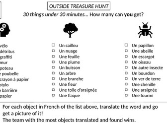 Outside treasure hunt - French