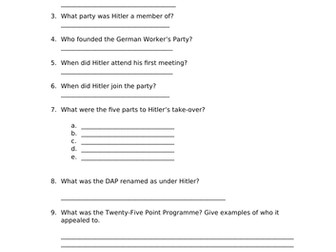 Hitler's rise to power booklet